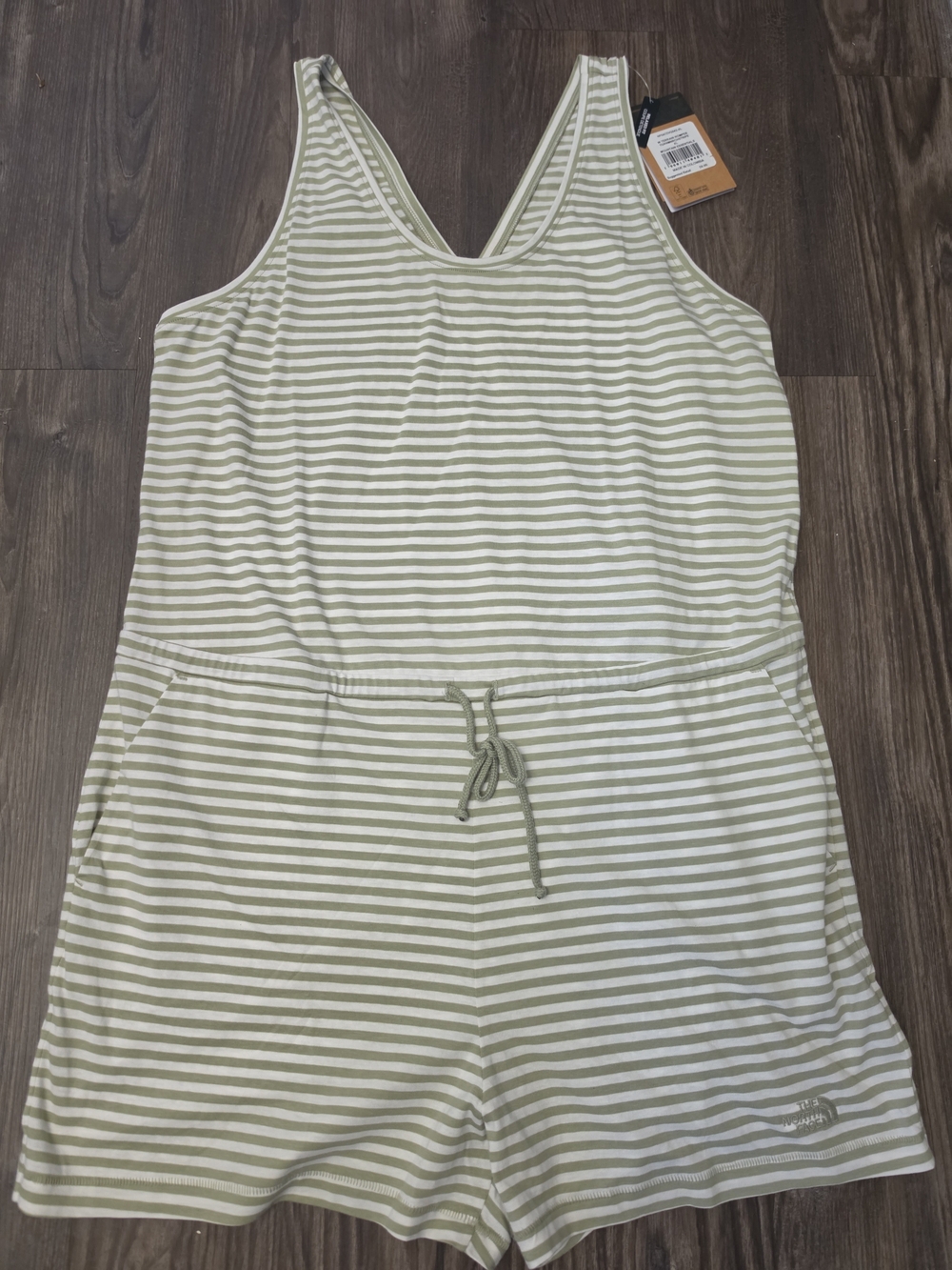 BWT The North Face Sage Green & White Striped Womens Romper Sz XL